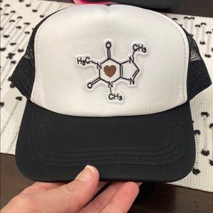Black and White Trucker Hat with Molecule Design